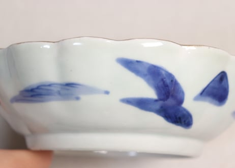 江戸幕末色絵山水図大なます皿②ノミホツ