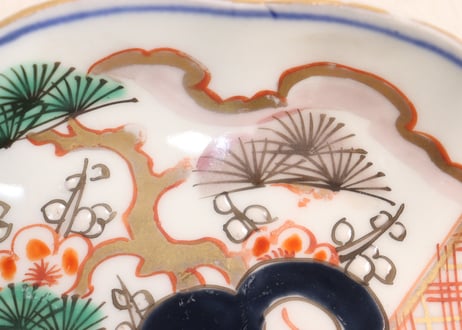 明治前期色絵三方に松竹梅図7寸皿①
