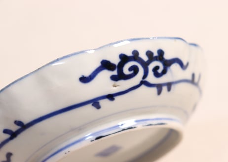 明治前期染付麒麟と微塵唐草図通り物小皿