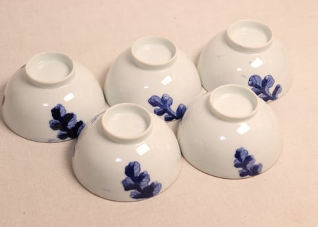 明治前期染付菊花図蓋茶碗