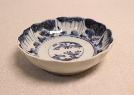 江戸後期染付草花割絵図なます皿②ノミホツ
