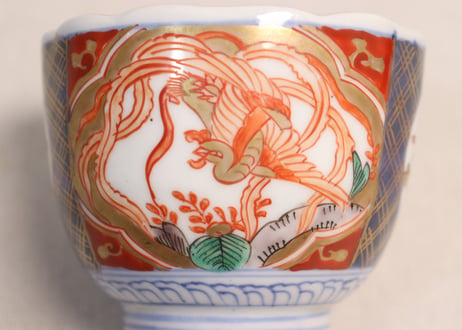 明治前期色絵菊と鳳凰図向付