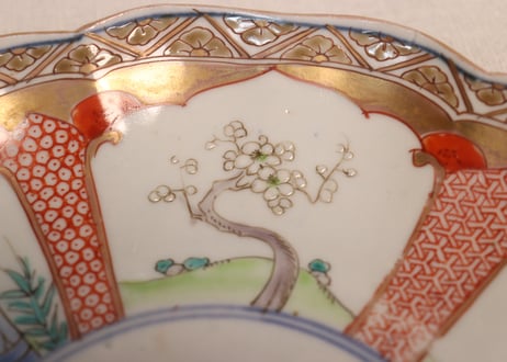明治前期色絵松竹梅図7寸皿①