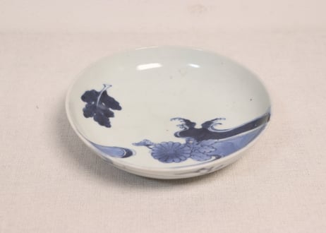 江戸中期染付流水に菊図小皿②フリモノ