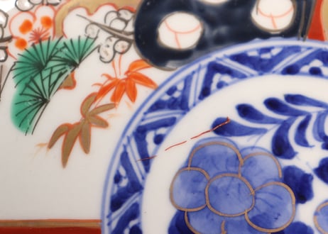 明治前期色絵三方に松竹梅図7寸皿①