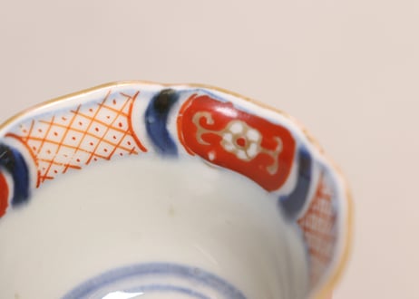 江戸幕末色絵御簾と桜図小向付②部分甘手