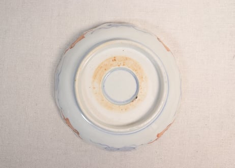明治前期色絵花と蝶図通り物なます皿
