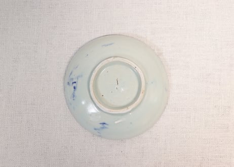 明治前期東北の焼染付山水図小皿