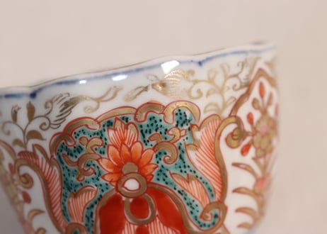 明治前期色絵団龍と四方に牡丹図通り物向付
