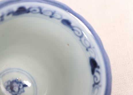 明治前期染付花と唐草図向付