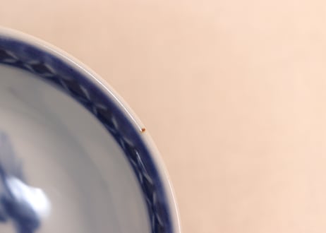 明治前期染付麒麟と花図蓋茶碗①