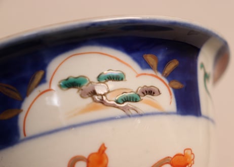 明治前期色絵花と瓢箪図盃洗