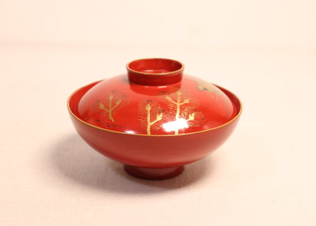 皆朱蒔絵松鶴図吸物椀①