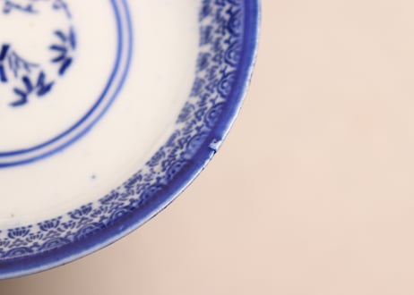 明治前期紙刷牡丹図蓋茶碗
