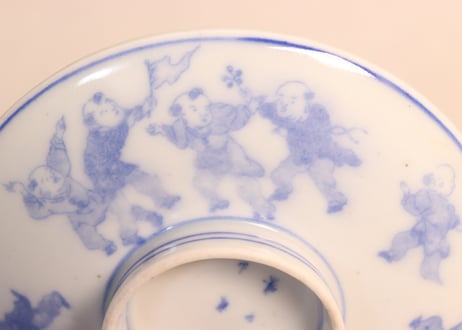 明治後期～大正銅判布袋様と唐子図蒸茶碗①