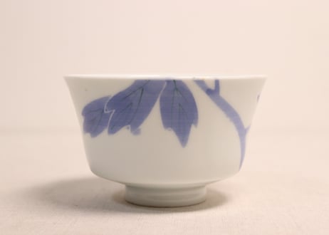 明治後期~大正染付牡丹図蓋茶碗