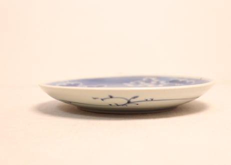 江戸後期墨弾松皮菱と松図6寸皿③少甘手,かたつき