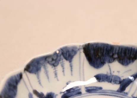 江戸後期染付草花割絵図なます皿③ノミホツ,フリモノ,少かたつき