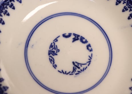 明治前期紙刷唐子図蓋茶碗