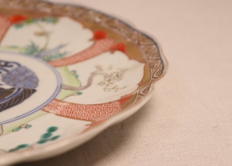 明治前期色絵松竹梅図7寸皿①