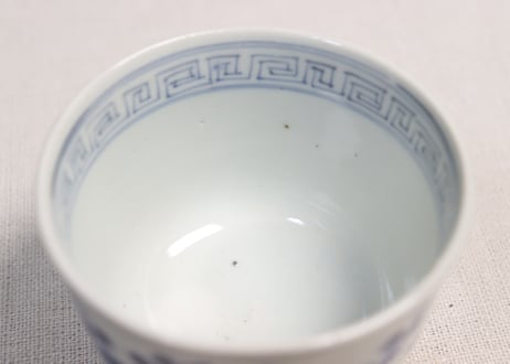江戸幕末染付六方梅図向付①淡め