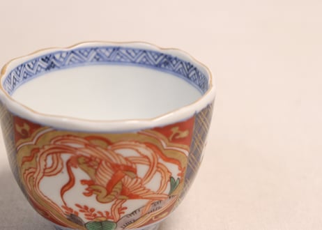 明治前期色絵菊と鳳凰図向付