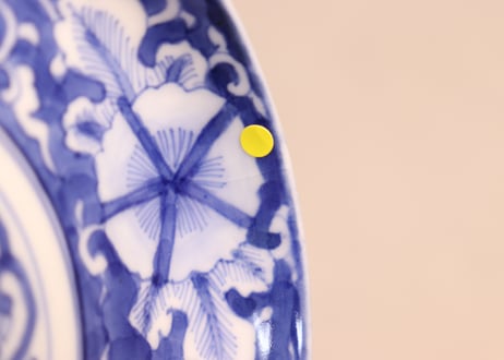 明治後期~大正染付三方に花図5寸皿②小ニュウ