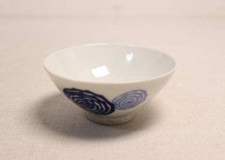 明治後期～大正染付渦巻図蓋茶碗