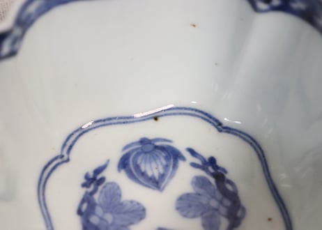 江戸中期染付龍と牡丹図角向付