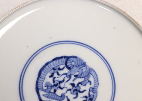 明治前期色絵団龍と牡丹図通り物蒸茶碗②