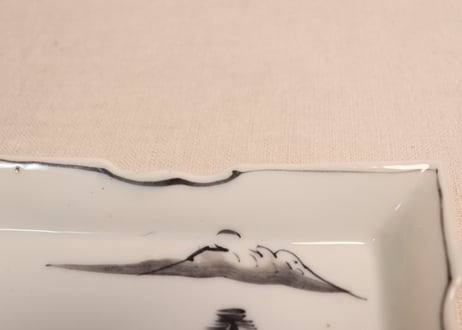 大正~昭和戦前染付山水図長角皿