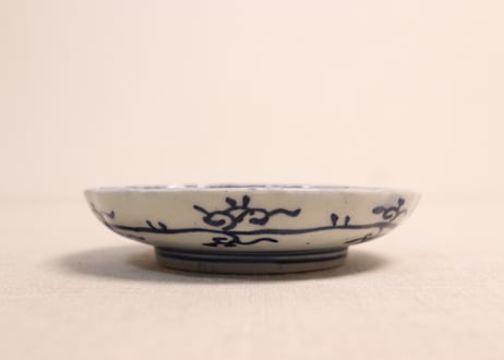 明治前期紙刷微塵唐草図小皿