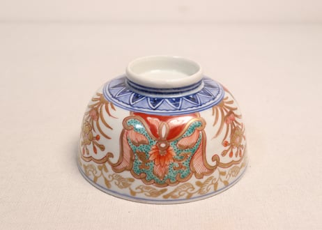 明治前期色絵団龍と牡丹図通り物蒸茶碗②
