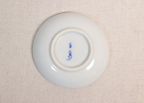大正~昭和戦前染付竹格子図豆皿②少かたつき
