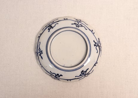 明治前期紙刷微塵唐草図小皿