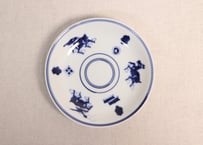 明治後期~大正染付三方麒麟図小皿①