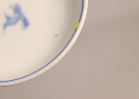 明治前期染付金魚図蓋茶碗②少甘手