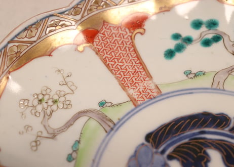 明治前期色絵松竹梅図7寸皿①