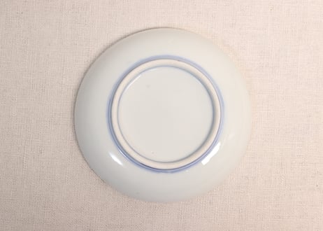 明治後期~大正染付いんげん豆図小皿②少かたつき