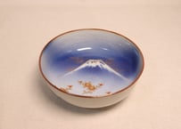 明治後期～大正吹墨金彩富士に菊図6寸鉢