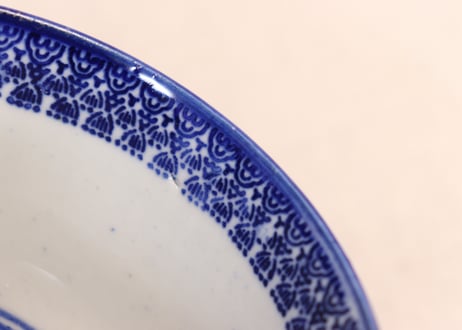 明治前期紙刷牡丹図蓋茶碗