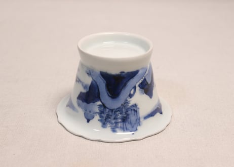 江戸後期染付山水図広東型大向付