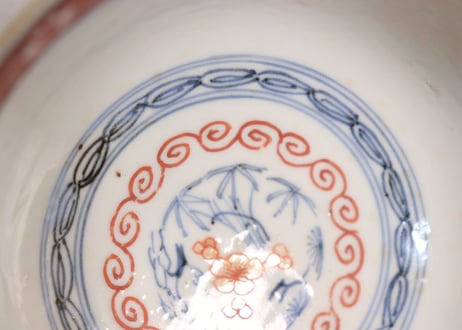 江戸幕末赤絵金彩鳳凰図蓋茶碗