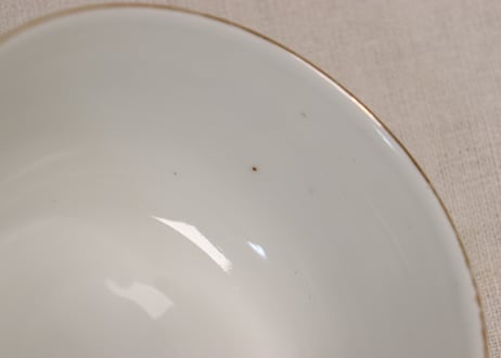 大正~昭和戦前銅印判色絵蝶と牡丹図通り物蒸茶碗
