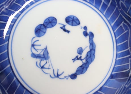 江戸後期染付捻子に龍図小皿