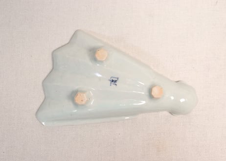 明治後期～大正京焼染付山水図扇型皿