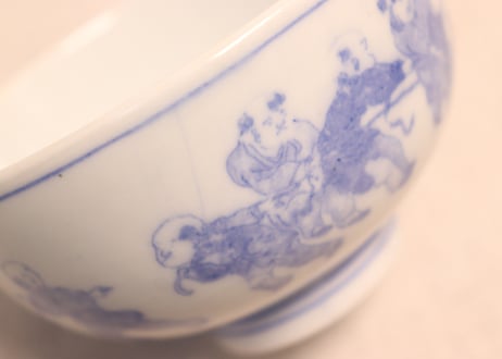 明治後期～大正銅判布袋様と唐子図蒸茶碗①