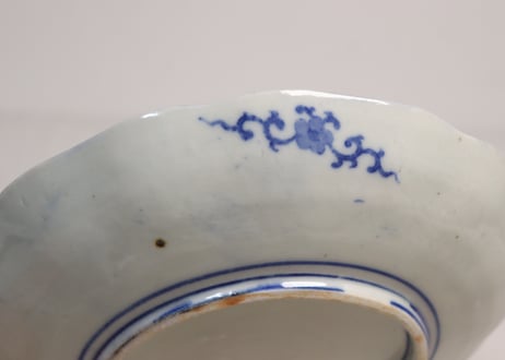 明治後期~大正銅判龍に波千鳥図7寸皿②ノミホツ