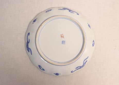 明治前期色絵三方に松竹梅図7寸皿①