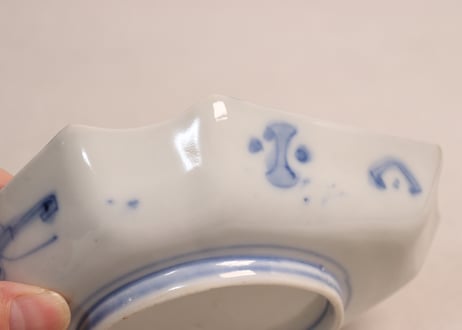 明治前期色絵竹梅図菱形皿②ノミホツ